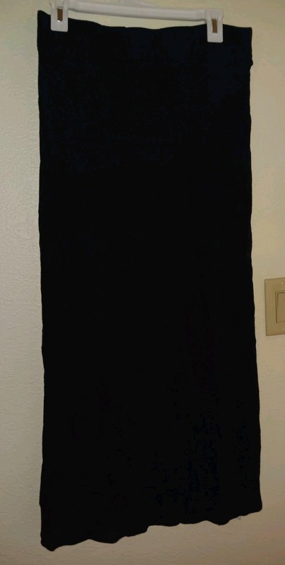 Lands End Womens Large Crimped Black Swimsuit Coverup Pull On Long Maxi Skirt