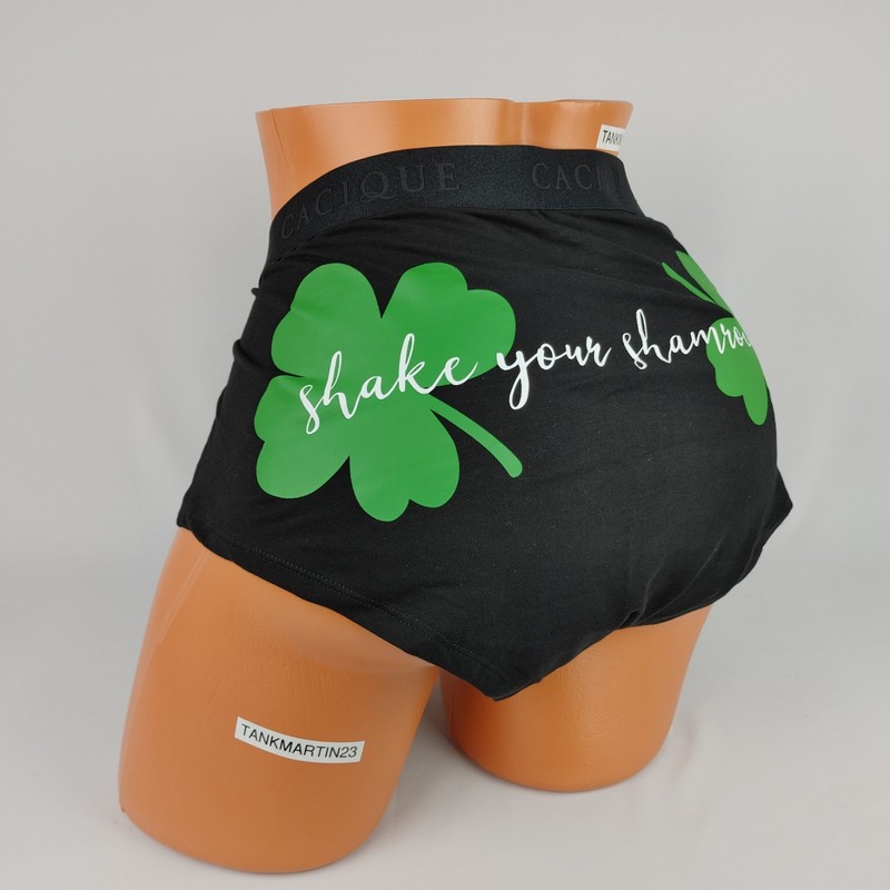 Lane Bryant Cacique Cotton Black Boyshort Plus Panty 18/20 Shake Your Shamrocks