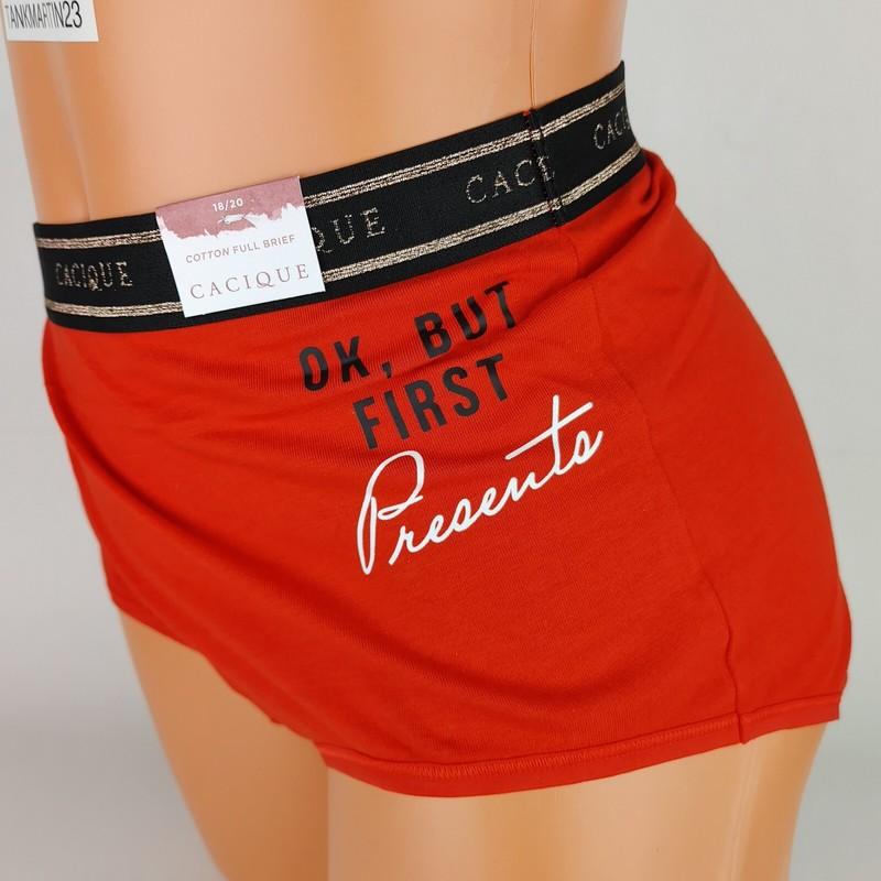 LANE BRYANT CACIQUE COTTON FULL BRIEF 18/20 PANTY RED Christmas First Presents