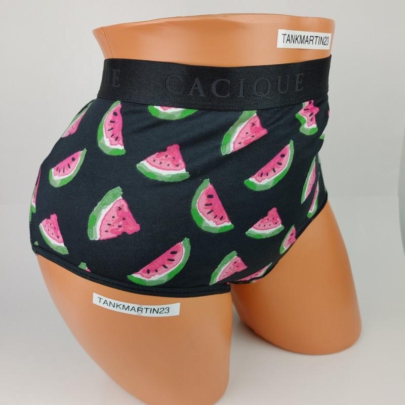 LANE BRYANT CACIQUE PLUS 18/20 COTTON FULL BRIEF PANTY PANTIES Black Watermelon