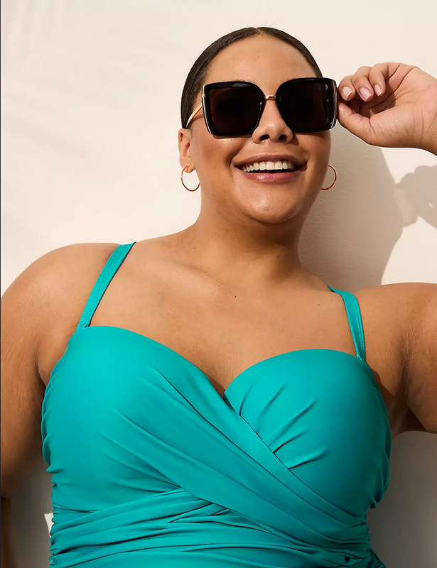 LANE BRYANT CACIQUE SWIM MERMAID OMBRE UNDERWIRE VERSATILE STRAP SWIMSUIT 38DD