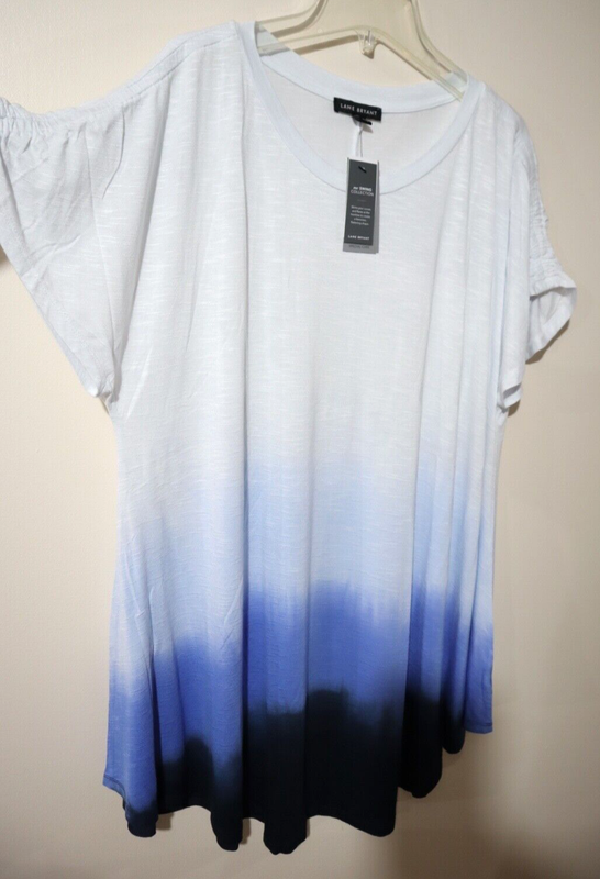 Lane Bryant Women`s $34 Ruched Sleeve Max Swing Tie Dye Tunic Tee Size 14/16