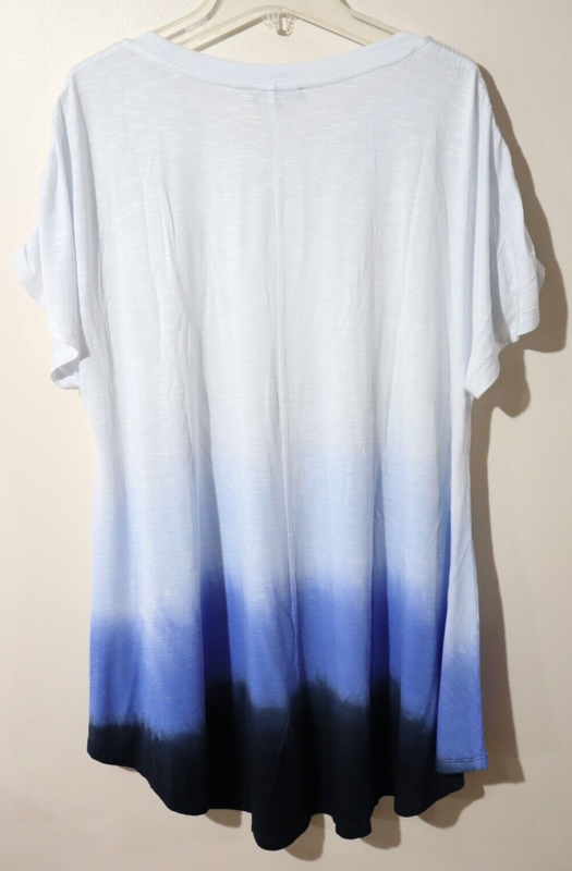 Lane Bryant Women`s $34 Ruched Sleeve Max Swing Tie Dye Tunic Tee Size 14/16