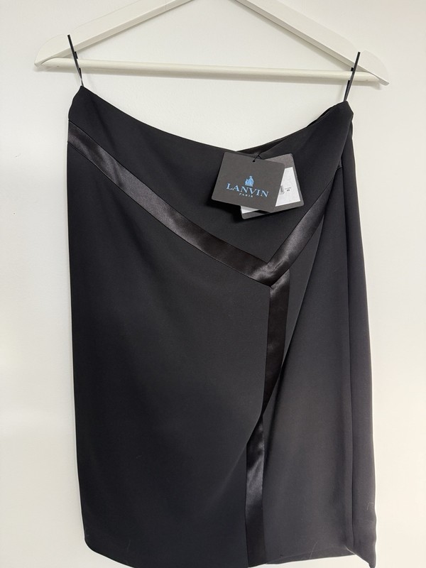 Lanvin Crepe Skirt Satin-trimmed Brand New