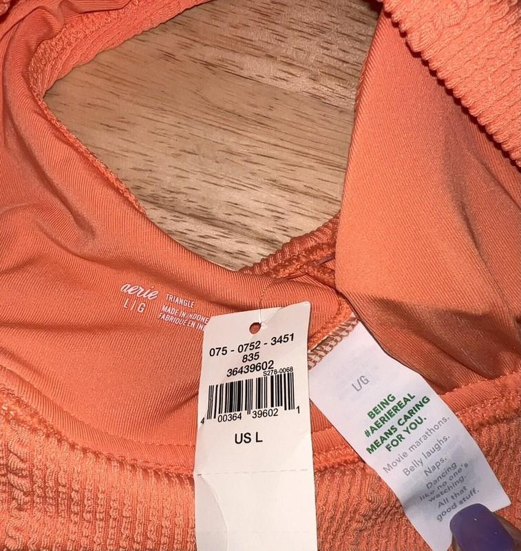 Large Aerie Women’s Rib Orange Bikini Top BNWTS $34.95
