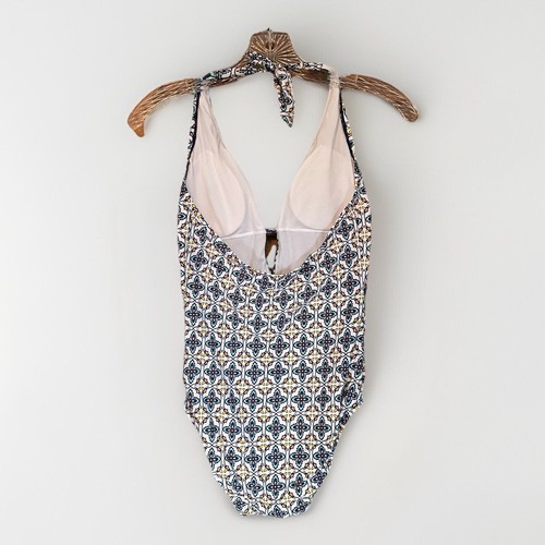 Laundry By Shelli Segal Swimsuit Women's Sz Small Blue Tile Print One Piece Boho