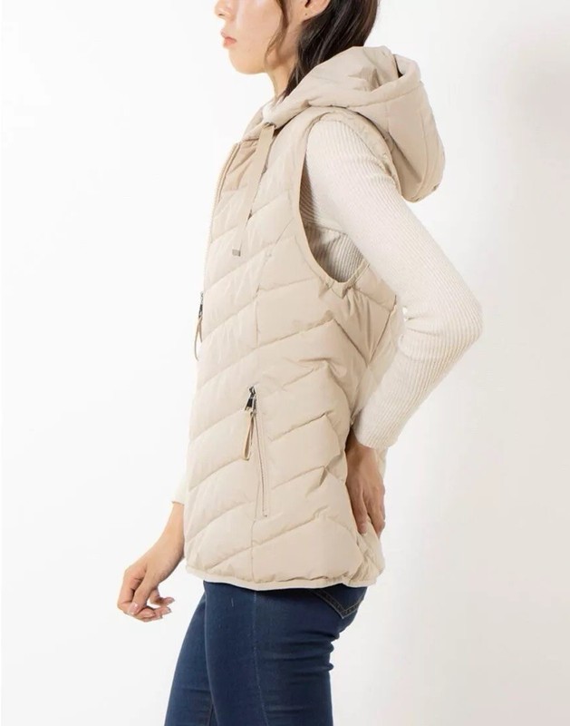 Lauren Ralph Lauren Birch Cream Stretch Hooded Puffer Vest Size - Large NWT $150