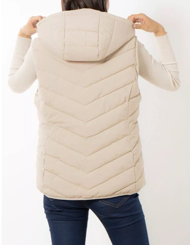 Lauren Ralph Lauren Birch Cream Stretch Hooded Puffer Vest Size - Large NWT $150