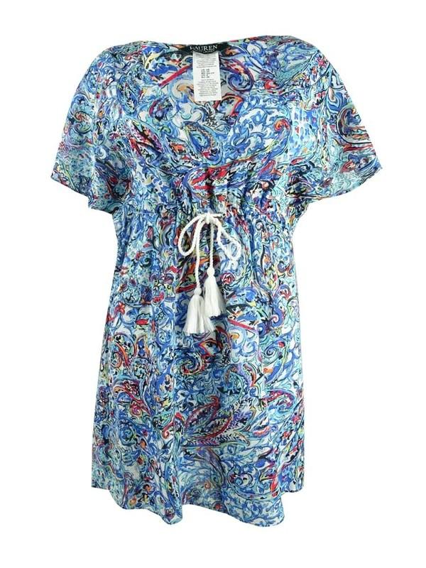 Lauren Ralph Lauren Blue Pinstripe Pocketed Swimsuit Cover Up XS Pno1122a
