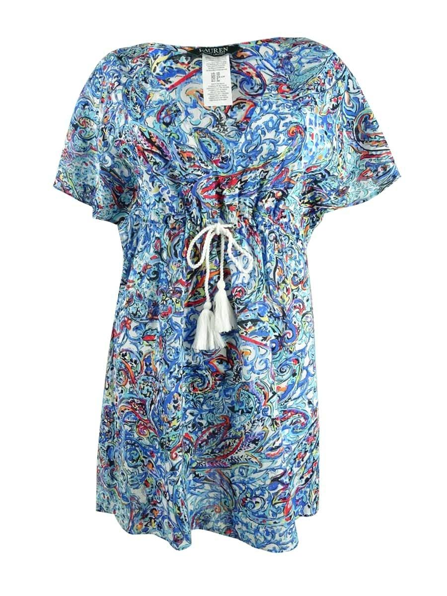 Lauren Ralph Lauren Blue Pinstripe Pocketed Swimsuit Cover Up XS Pno1122a