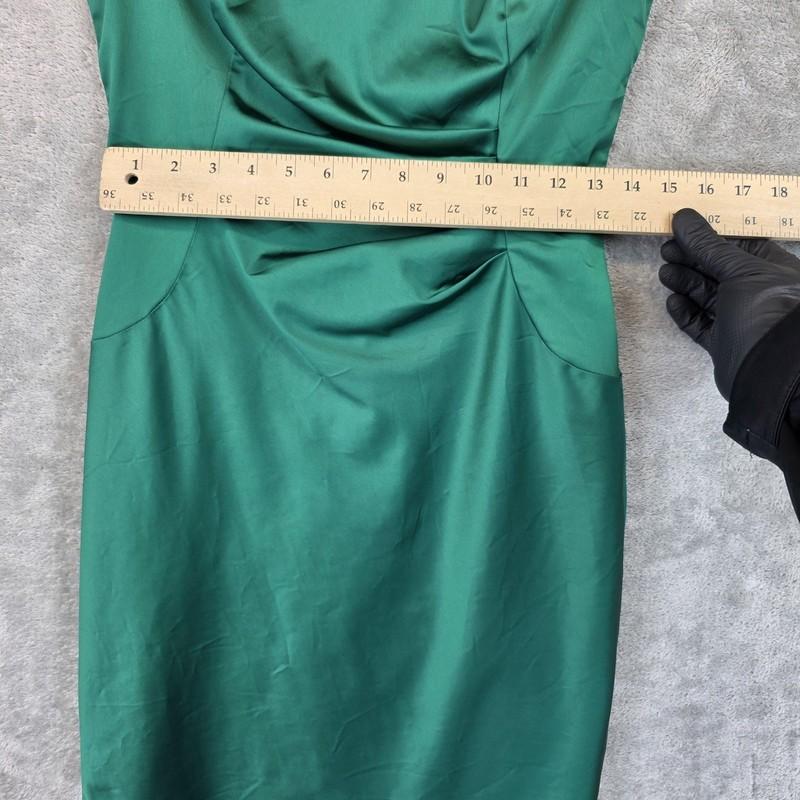 Lauren Ralph Lauren Dress Womens 4 Green Sleeveless Satin Sheath Cocktail Formal