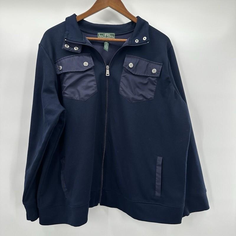 Lauren Ralph Lauren Jacket Womens 2X Blue Navy Zip Preppy Coastal Pockets