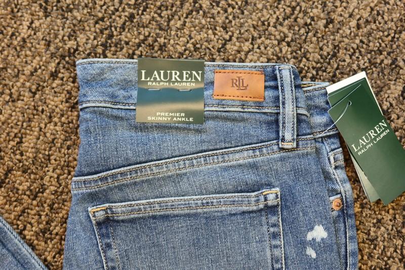 Lauren Ralph Lauren Premier Skinny Ankle Stretch Jeans - Size 6 - SPLATTER WASH