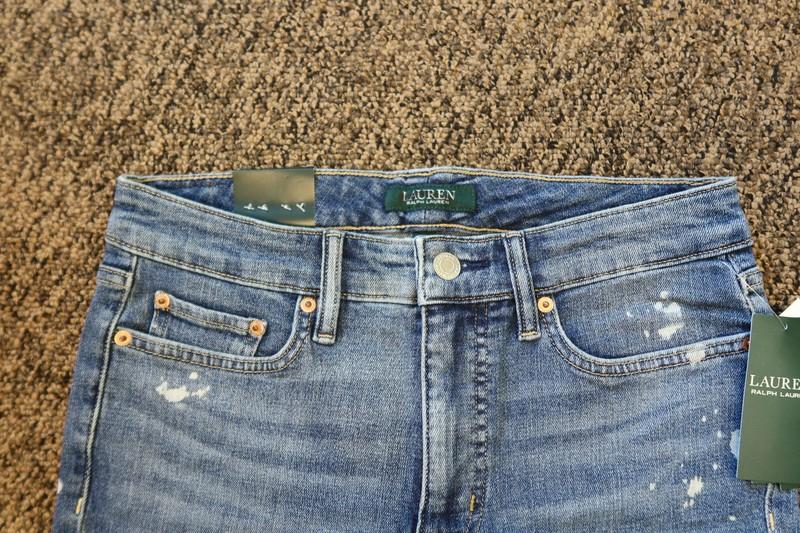 Lauren Ralph Lauren Premier Skinny Ankle Stretch Jeans - Size 6 - SPLATTER WASH