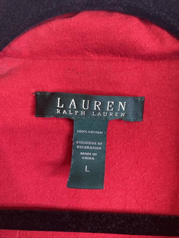 Lauren Ralph Lauren Red Animal Print Pajama Set Large Cotton Embroidered Logo