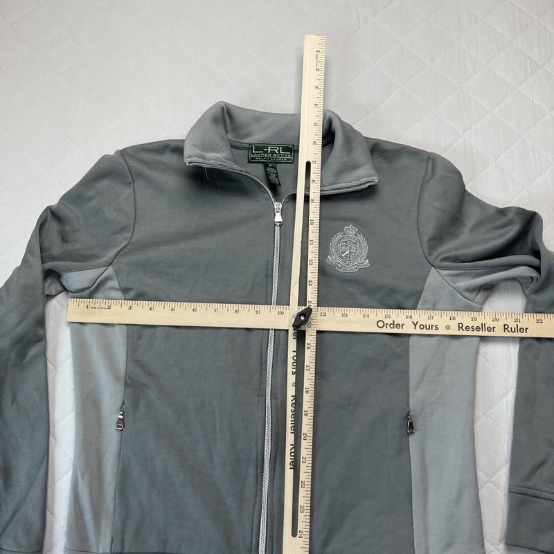 Lauren Ralph Lauren Track Jacket Women’s Medium Crest Logo Gray Full Zip