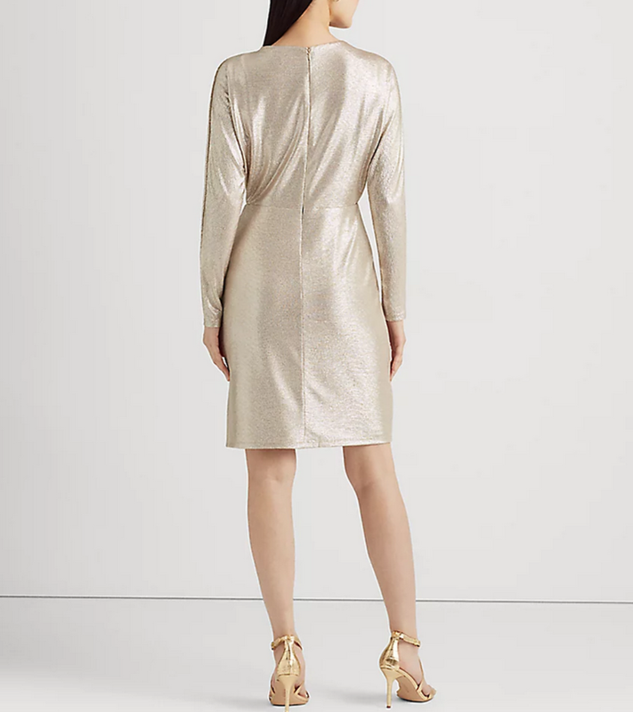 Lauren Ralph Lauren Women's Metallic Stretch Knit Cocktail Dress Size 6