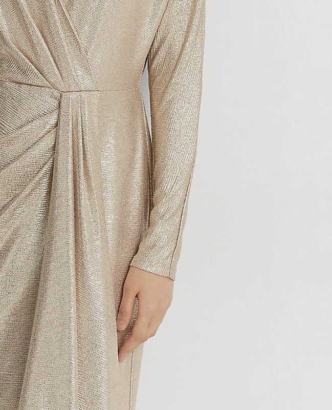 Lauren Ralph Lauren Women's Metallic Stretch Knit Cocktail Dress Size 6