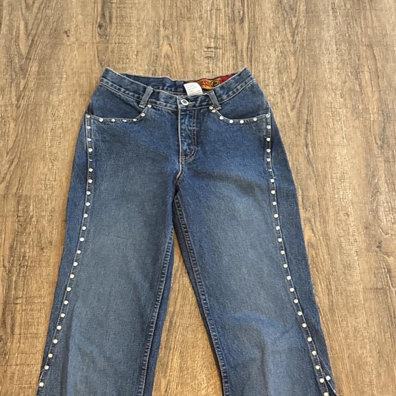Lawman Western Slim Fit Studded Vintage Blue Jeans ~ Sz 3 ~ Mid Rise ~33" Inseam