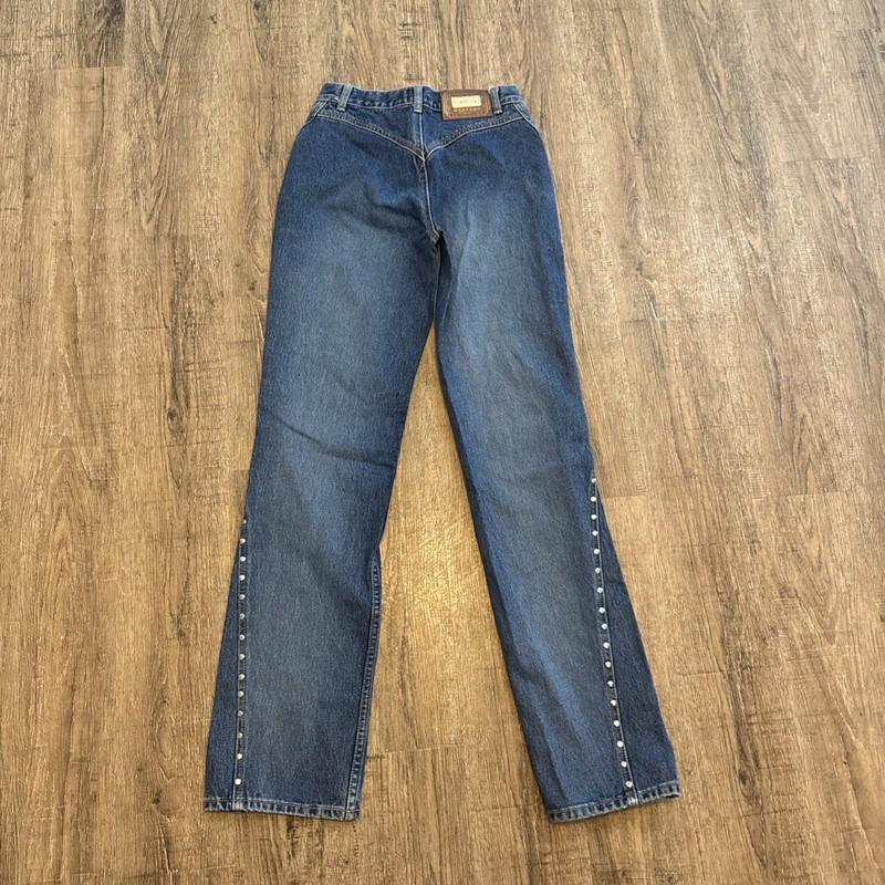 Lawman Western Slim Fit Studded Vintage Blue Jeans ~ Sz 3 ~ Mid Rise ~33" Inseam