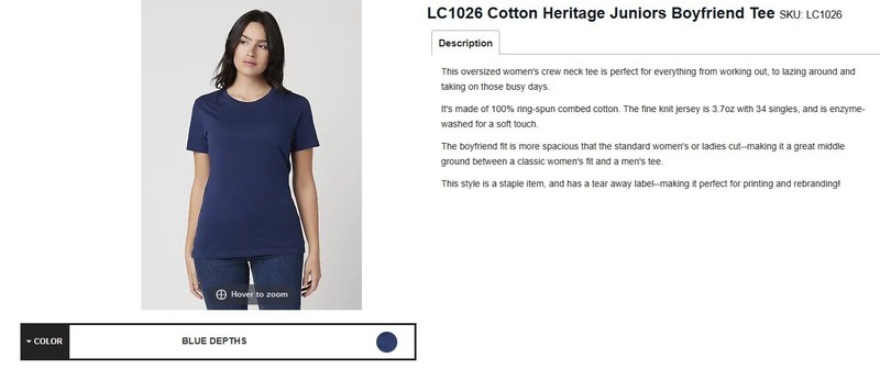 LC1026 Cotton Heritage Juniors Boyfriend Tee Daily Tee Relaxed Women's T-Shirt