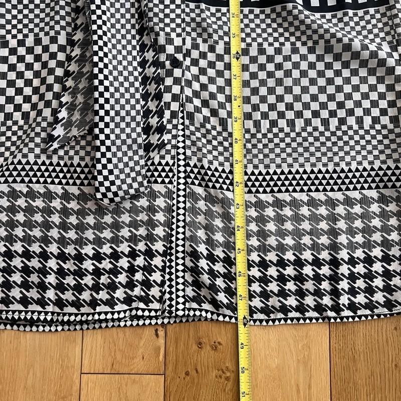 Le Superbe Womens Queen Gambit Tie Waist Black White Patterned Silk Dress Size 8