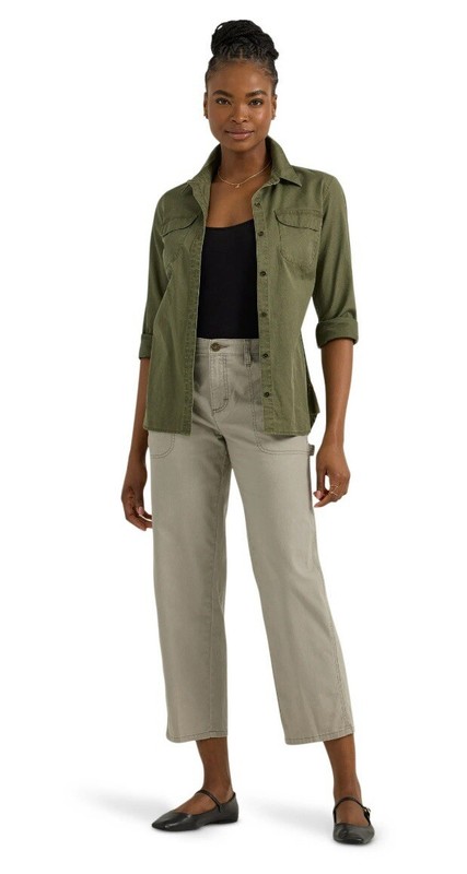 Lee Heritage Slim Straight Women’s Size 2M Carpenter Crop Stretch Pants NWT