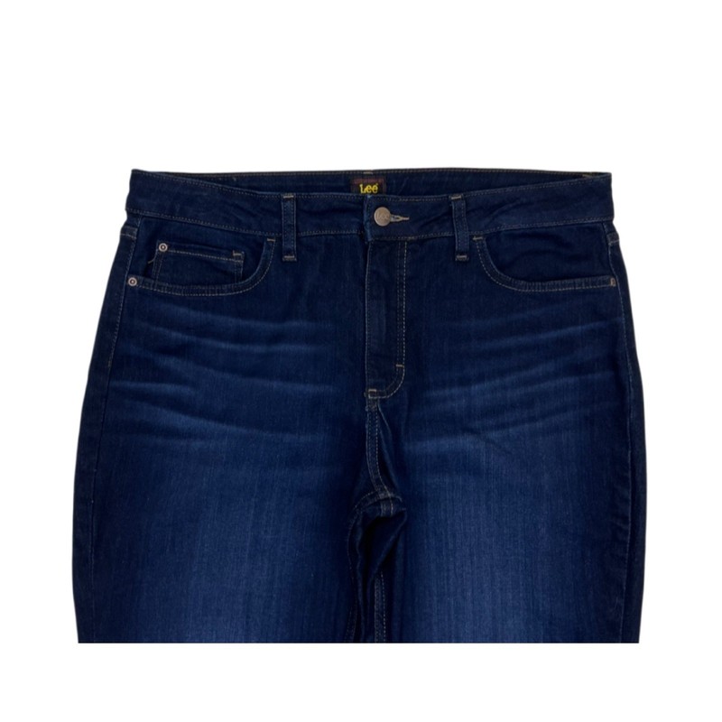 Lee Mid Rise Straight Leg Jeans Blue Dark Wash Size 16 Long