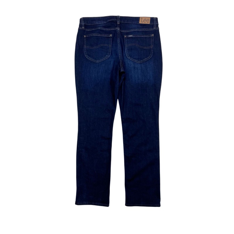 Lee Mid Rise Straight Leg Jeans Blue Dark Wash Size 16 Long