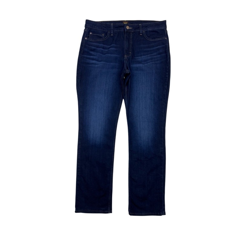 Lee Mid Rise Straight Leg Jeans Blue Dark Wash Size 16 Long