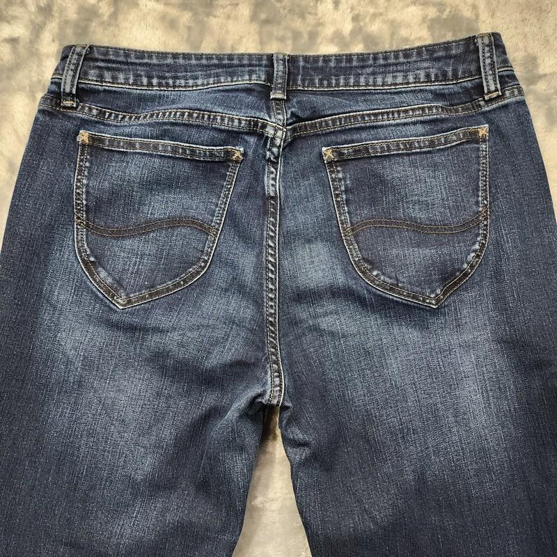 Lee Riders Jeans Womens 12 Blue Mid Rise Bootcut Stretch Denim Dark Wash Casual