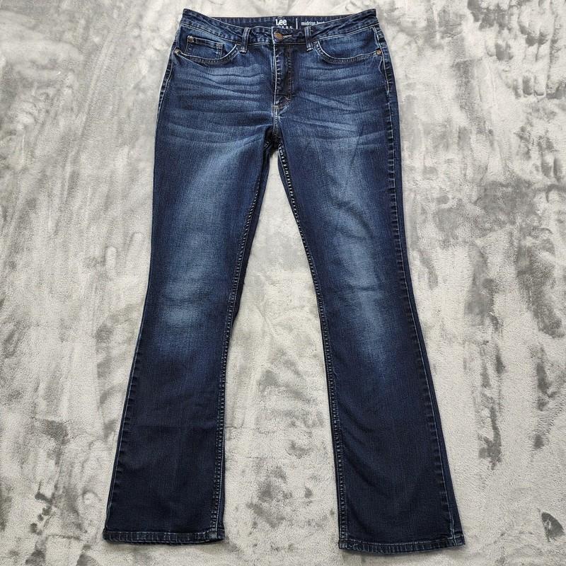 Lee Riders Jeans Womens 12 Blue Mid Rise Bootcut Stretch Denim Dark Wash Casual