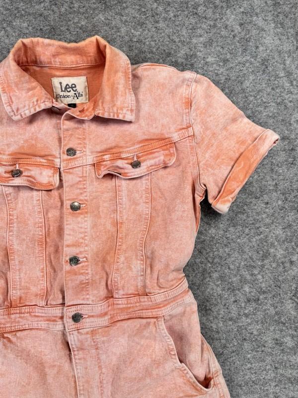 Lee Union-Alls Jumper Shorts Womens XS Persimmon Acid Peach Romper Vntg Modern