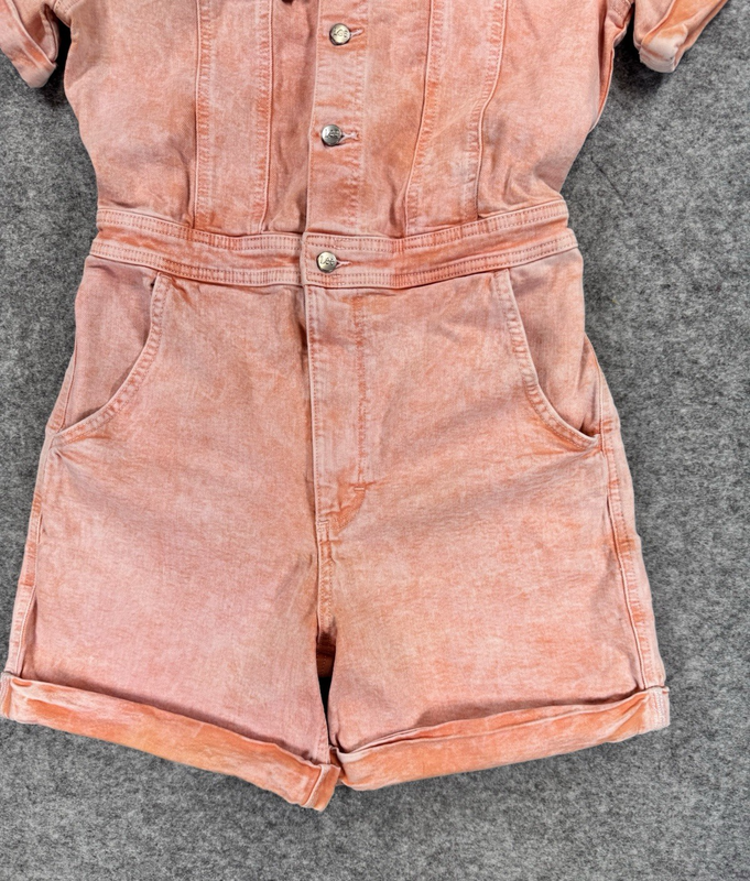 Lee Union-Alls Jumper Shorts Womens XS Persimmon Acid Peach Romper Vntg Modern