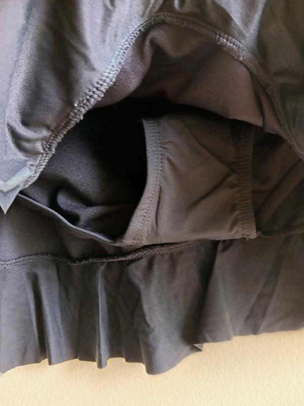 Leilani Swim Skirt Black Sz. 16 Ruffle Trim Built In Brief Side Shirring NWT $10