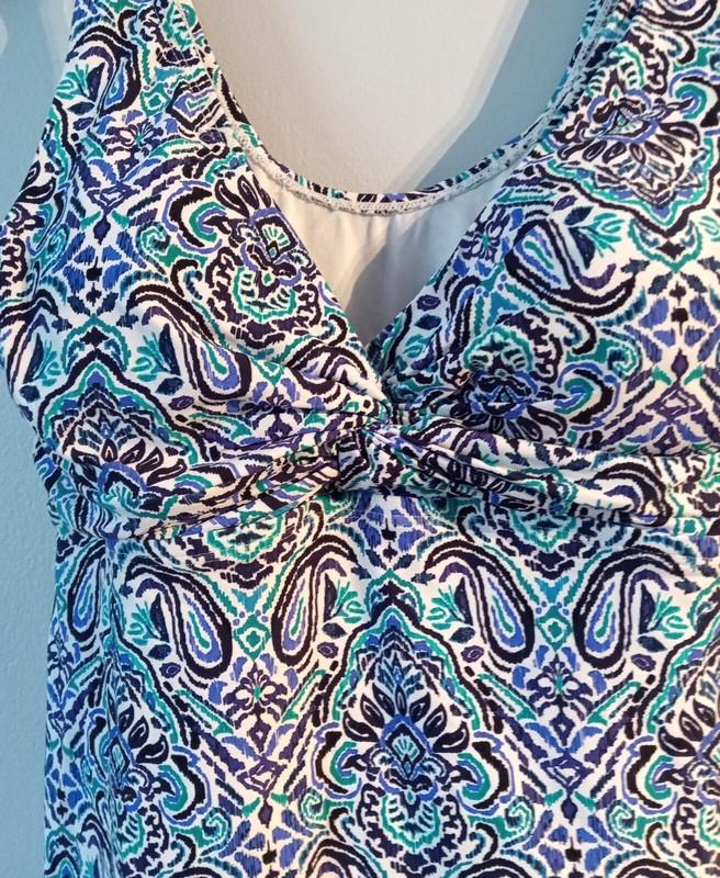 Leilani Sz 10 One PIece Swimdress Blue Paisley Padded Cups NWT