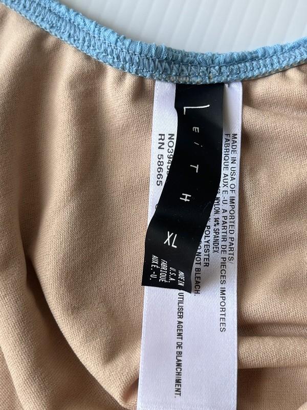 Leith Women’s Blue One-Piece Textured Swimsuit With Ruffle Detail Size XL