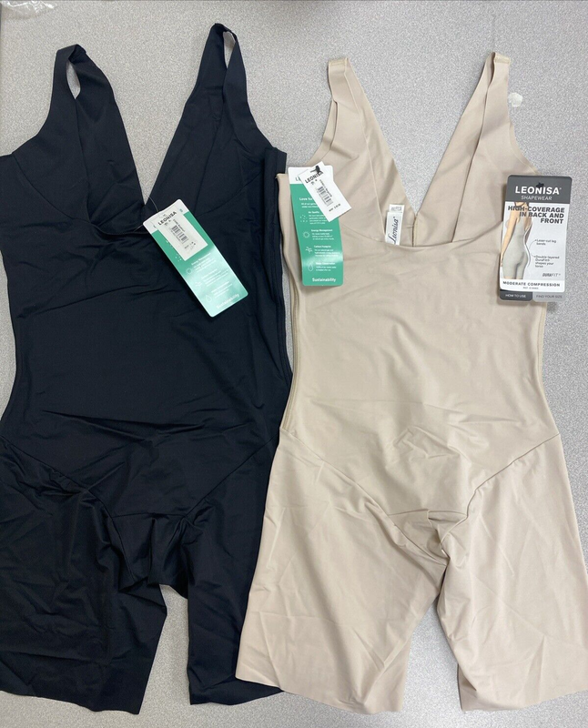 LEONISA Undetectable Step-in Mid-Thigh Body Shaper Beige Or Black 018483 NWT