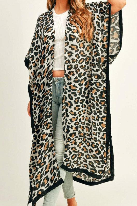 Leopard Print Long Kimono (2 Colors Available)