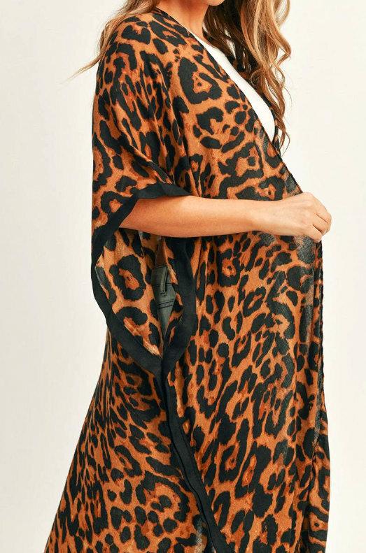 Leopard Print Long Kimono (2 Colors Available)