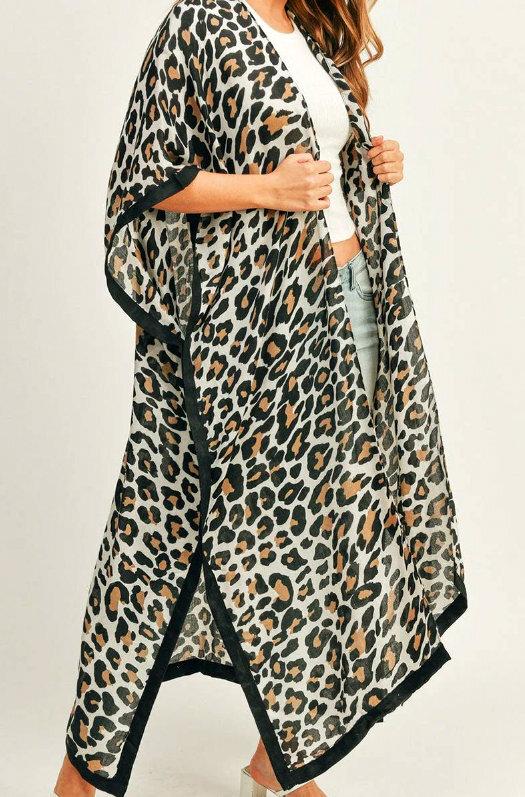Leopard Print Long Kimono (2 Colors Available)