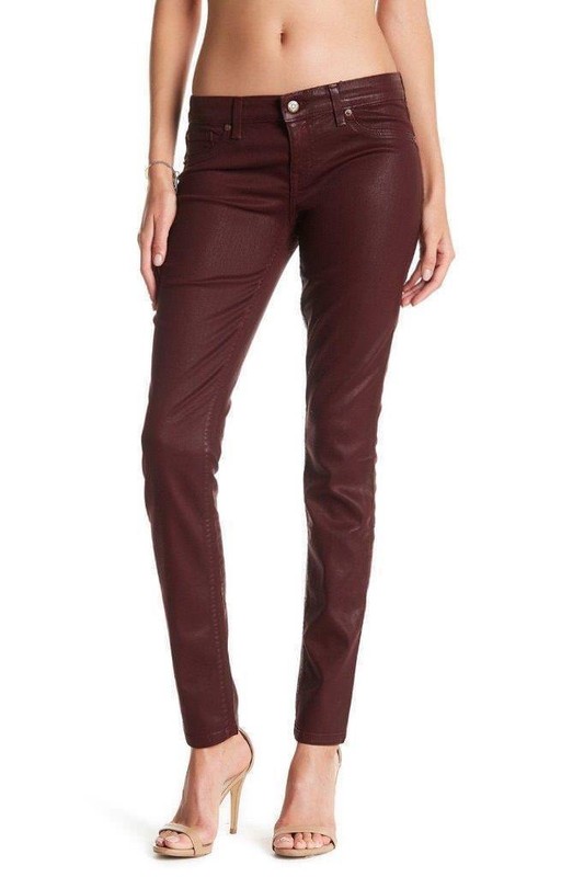 Level 99 Women's Forever Red Mid Rise Coated SKINNY Jeans Size 26/2