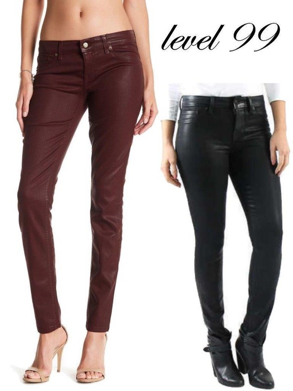 Level 99 Women's Forever Red Mid Rise Coated SKINNY Jeans Size 26/2