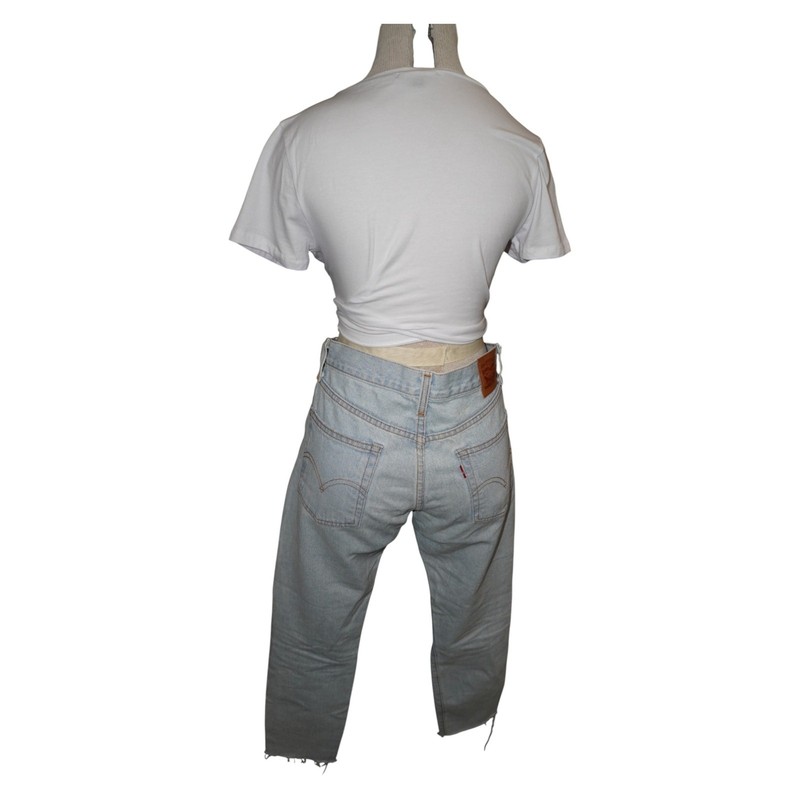 Levi’s 501 Distressed Light Wash Jeans Women’s 26 Raw Hem Vintage Straight Leg
