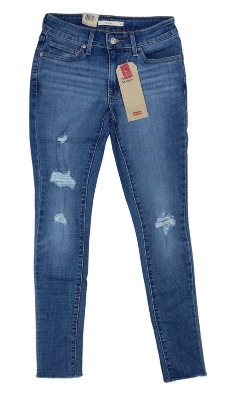 Levi's 711 Skinny Leg Mid Rise Slim 30" Inseam Distressed Denim Jeans NWT Hawaii
