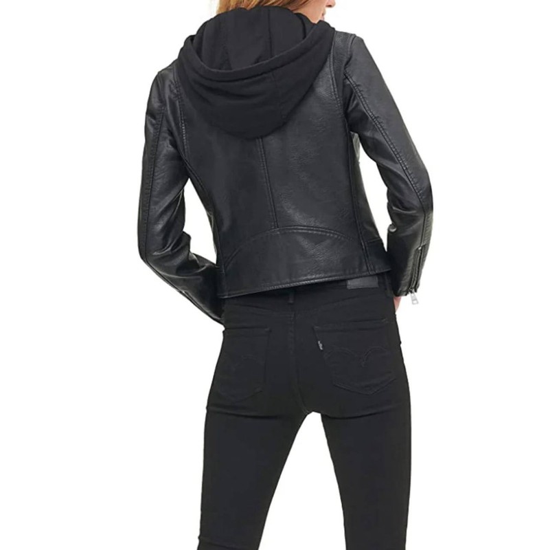 Levi’s Faux Leather Moto Jacket – Black Asymmetrical Zip Women’s Size S & M