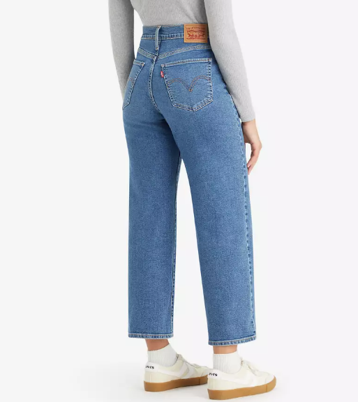 Levi's High Rise Wide Leg Ankle Jeans Summer Love In The Mist Blue Women's 29x27