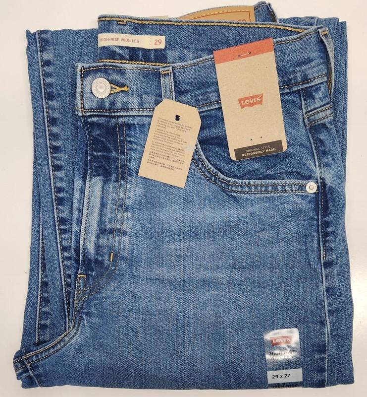 Levi's High Rise Wide Leg Ankle Jeans Summer Love In The Mist Blue Women's 29x27