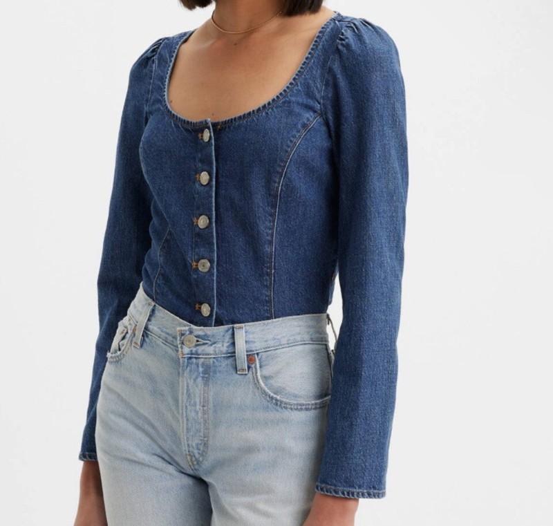 Levi’s LONG SLEEVE CORSET BLOUSE Small Slim Fit Women $79