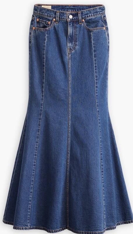 Levi’s Mermaid Maxi Long Flare Denim Skirt Premium Tag Size. 24W True Size 26’’W